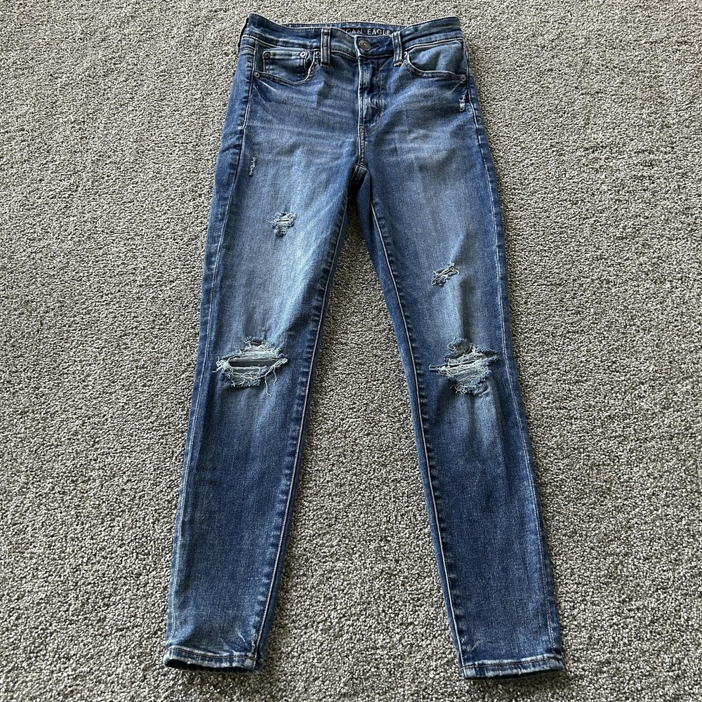 American Eagle Outfitters Jegging Jeans Womens 6 Short Distressed Stretch Denim